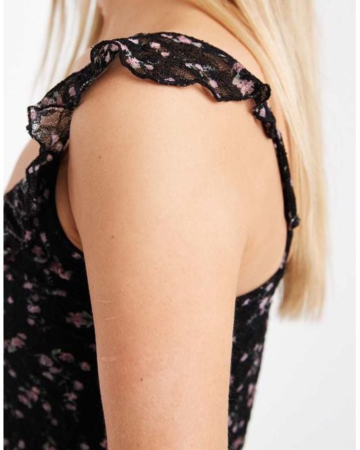 Hollister Black Lace Ruffle Mini Dress