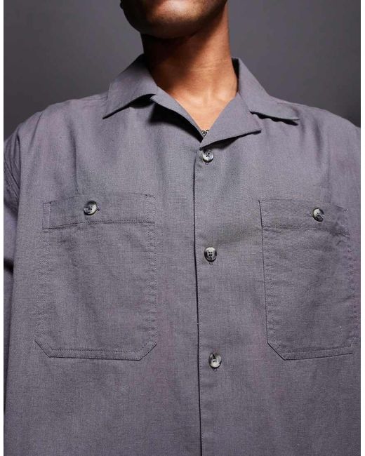 ASOS Oversized Overhemd Met Rechte Pasvorm in het Gray voor heren