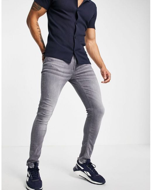 River Island Denim Skinny Jeans in Grey (Grey) for Men - Lyst
