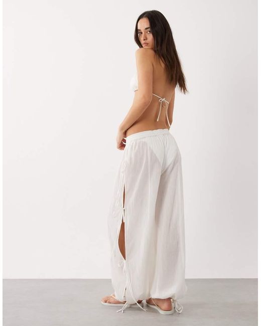 Aray White Semi Sheer Beach Trouser
