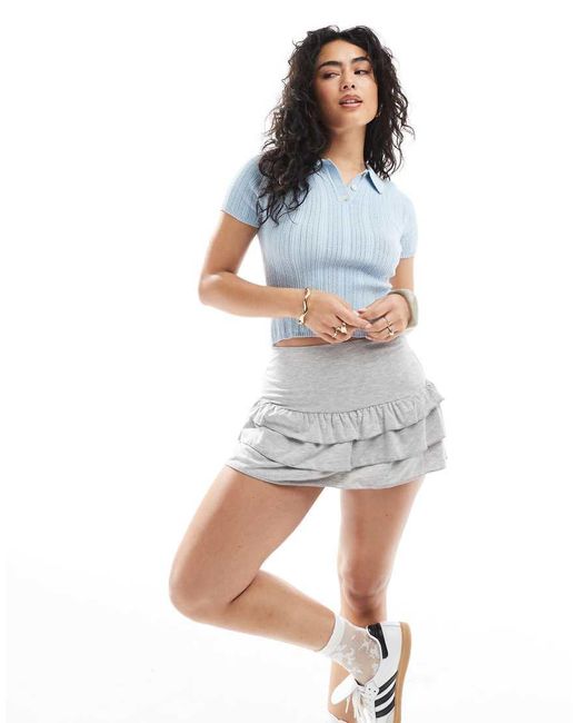 Miss Selfridge Blue Jersey Ruffle Mini Skort