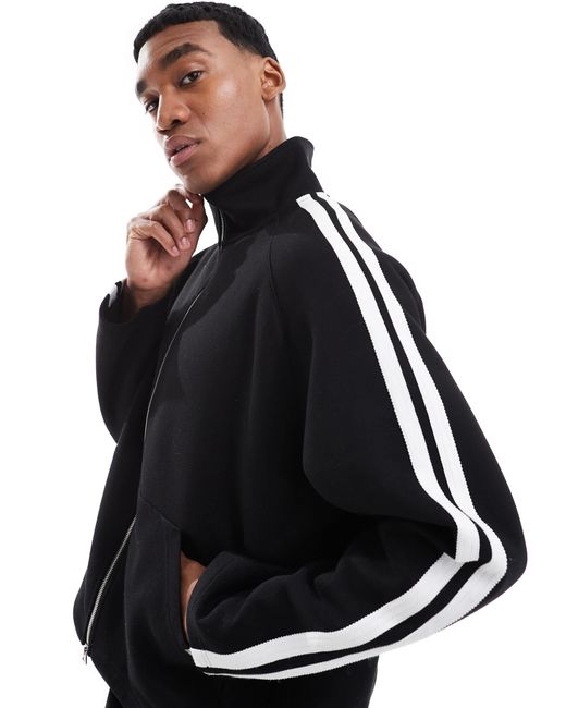 Jack & Jones Black Co-ord Zip Jacket With Side Stripe for men