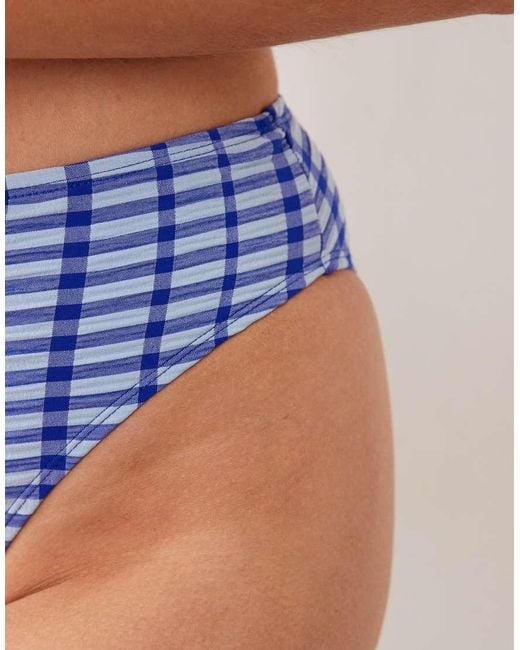 ASOS Blue Gigi Textured Azores High Leg High Waist Bikini Bottom
