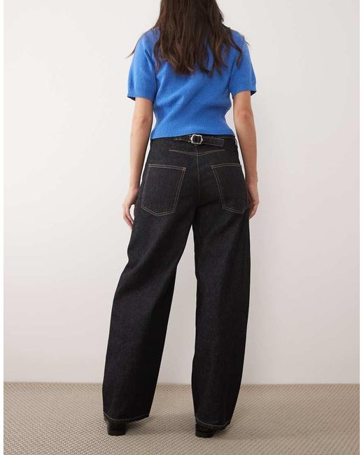 Mango Blue Mari 100% Cotton Straight Jean With Contrast Stitch