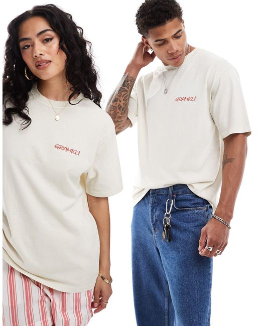 T-shirt unisexe en coton avec imprimé mousqueton - taupe Gramicci en coloris White