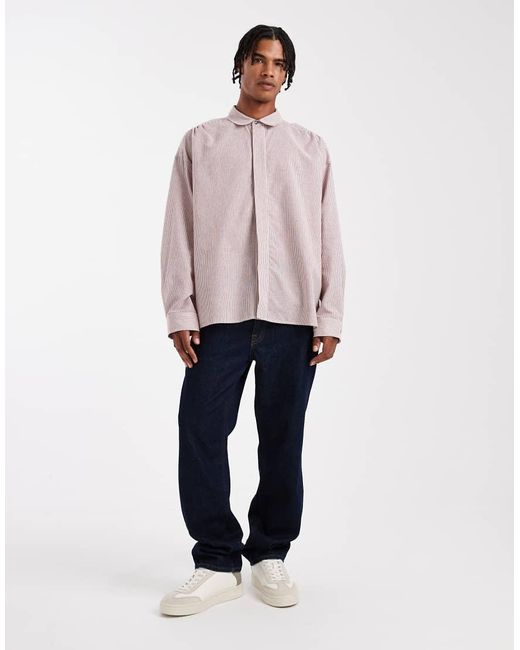 Camisa A Rayas De Corte Extragrande Voluminoso De ASOS de hombre de color Pink