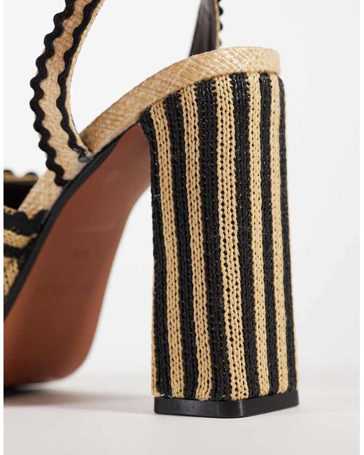 River Island White Raffia Striped Platform Sandals
