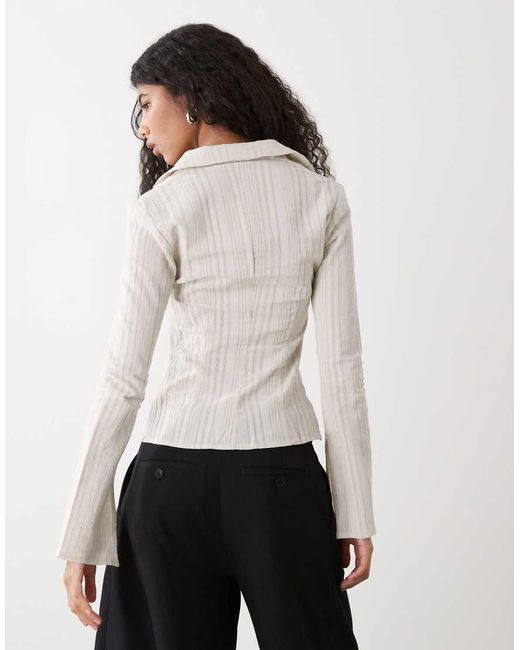 Weekday White Button Up Long Sleeve Shirt