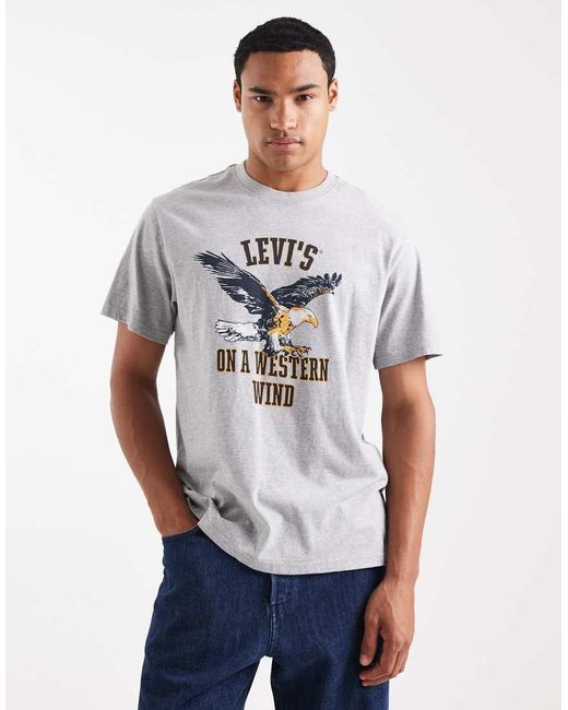 Levi's White Varsity Eagle Logo Relaxed Fit T-shirt for men