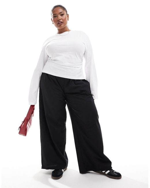 ASOS White Asos Design Curve Corset Waist Long Sleeve Tee