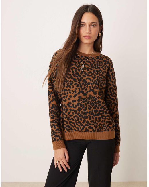 Pull imprimé léopard Mango en coloris Brown