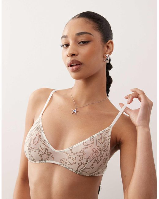 Weekday Natural Mesh Lace Scoop Triangle Bralet