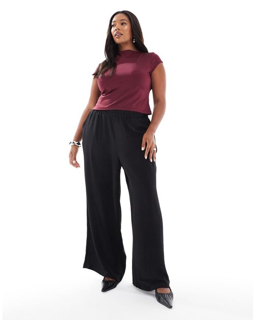 Pieces Plus Red Pieces Curve Pants With Elasticated Waist