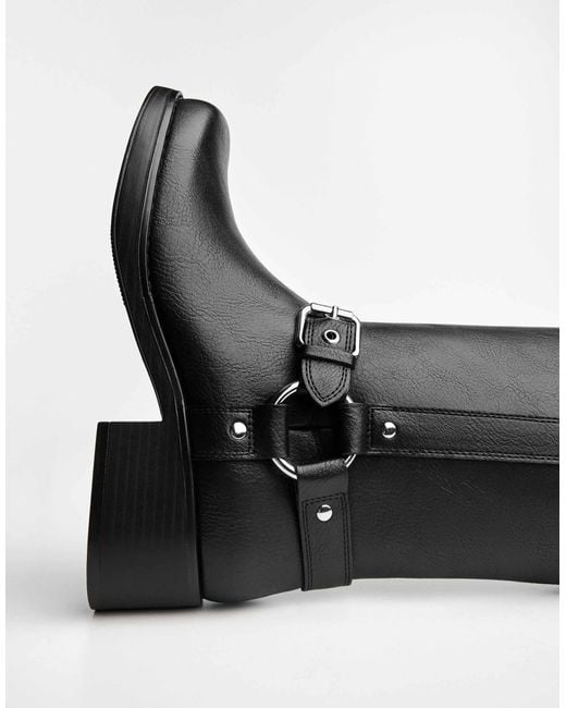 Bottes plates style motard Bershka en coloris Black
