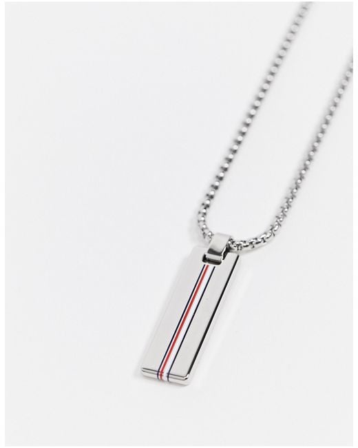 Tommy Hilfiger Neck Chain With Branded Pendant in Silver (Metallic) for Men  | Lyst