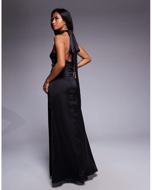 TFNC London Blue – hochgeschlossenes maxikleid aus satin