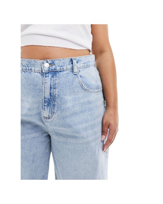 ASOS Blue Asos Design Curve Loose Jeans With Deep Turn Up