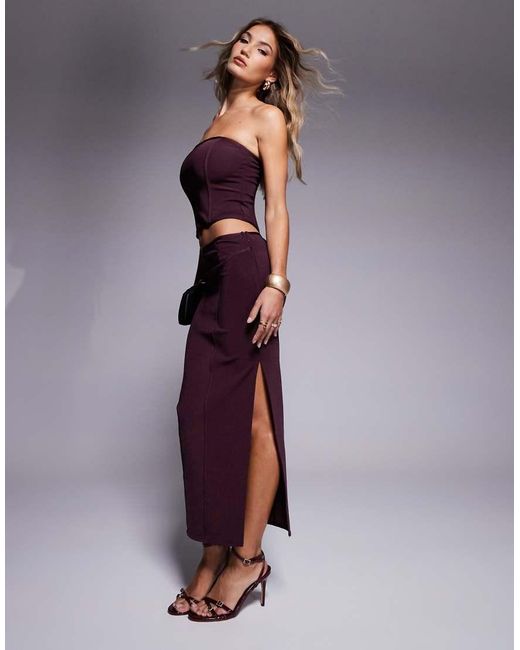 ASOS Co Ord Bandage Midi Skirt With Seams in Purple Lyst UK