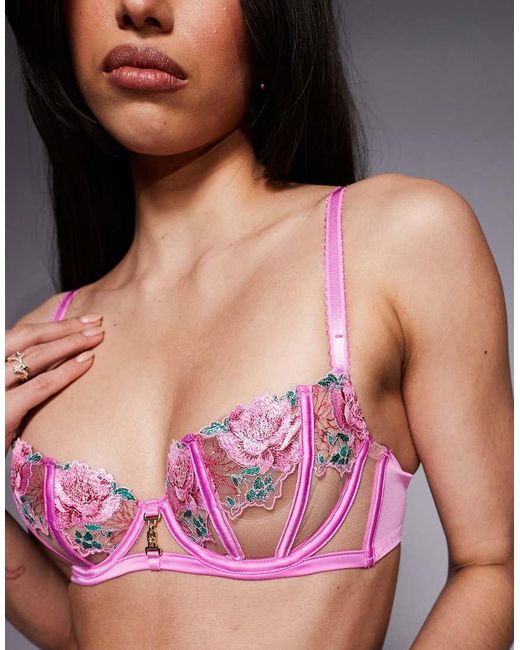 Ann Summers Orange Caged Rose Shimmer Non Padded Balcony Bra