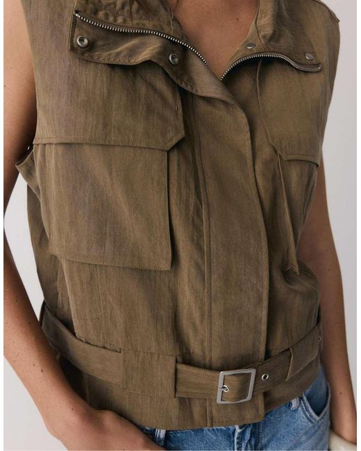 Stradivarius Brown Flowing Utility Waistcoat