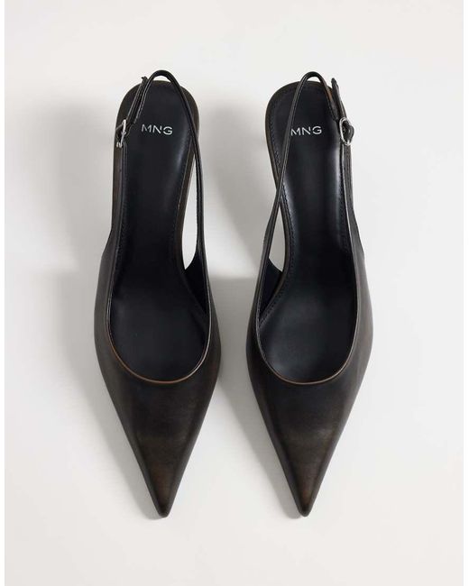 Mango White Heeled Slingback Pumps