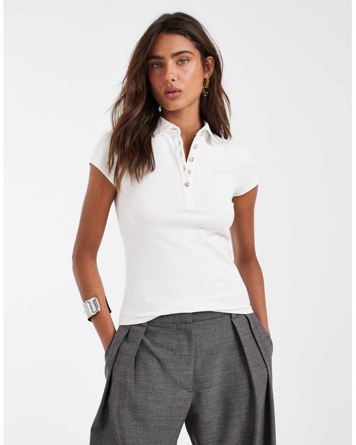 ASOS White Picquot Shrunken Polo
