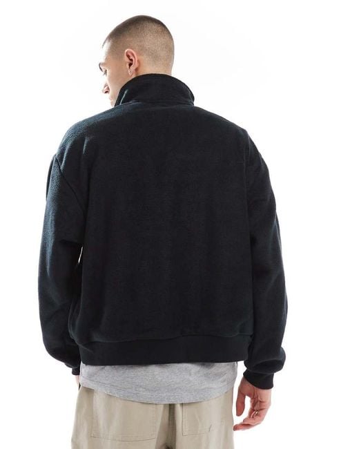 ASOS Black Cropped Fleece Track Jacket for men