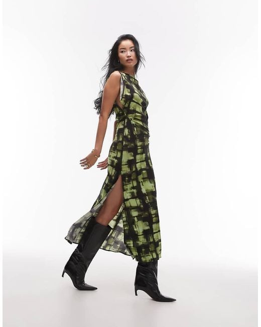 topshop green ruched dress Topshop Ruched Crinkle Cami Maxi Dress