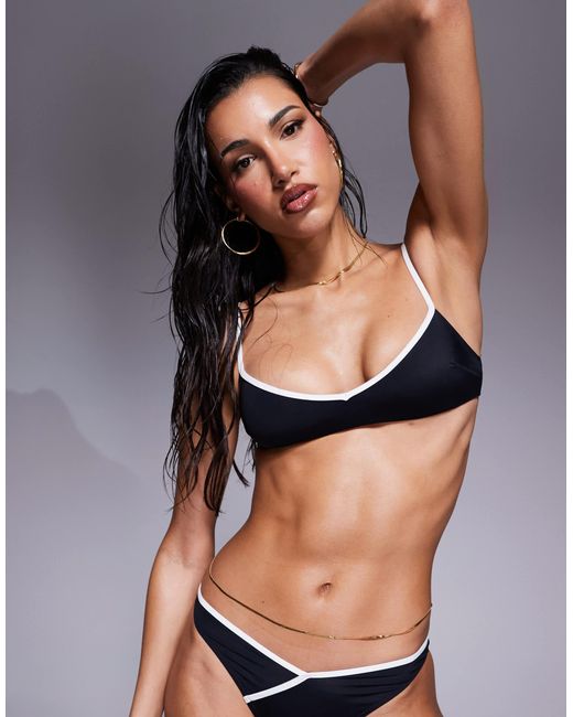 ASOS Black Contrast Binding Skinny Crop Bikini Top