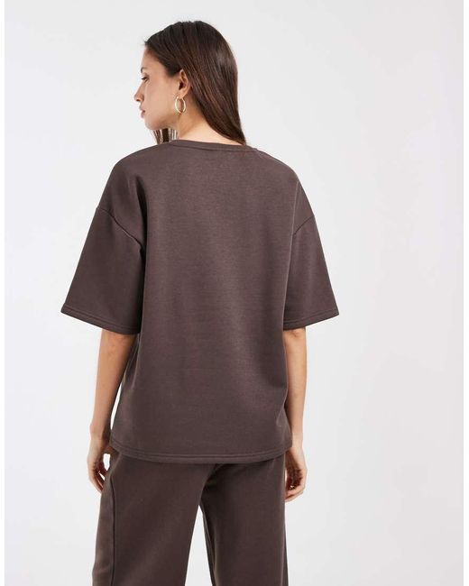 Vero Moda Brown Oversized Short Sleeve Sweatshirt