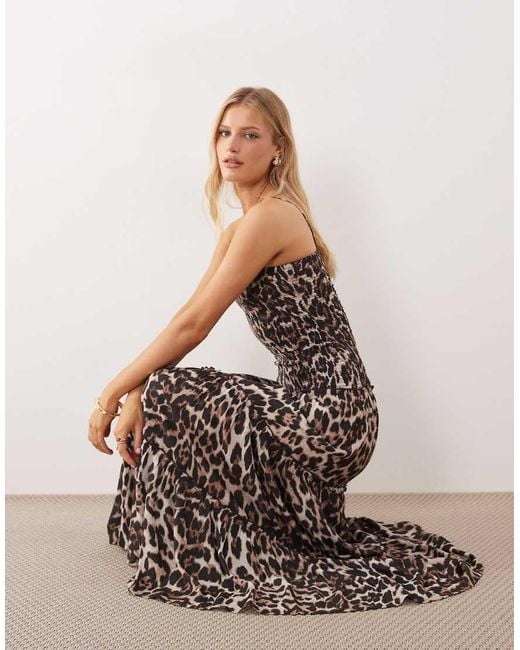 Iisla & Bird Brown Maxi Shirred Detail Beach Dress