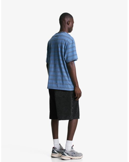 Bershka – bermuda-joggingshorts aus cord in Black für Herren