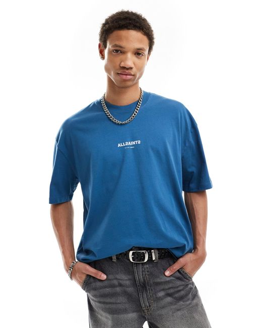 Camiseta azul extragrande subverse AllSaints de hombre de color Blue