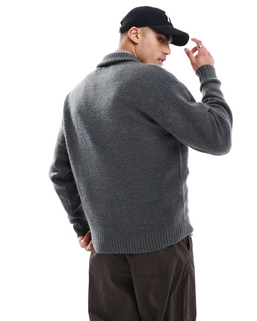 Pull en maille duveteuse à demi fermeture éclair - foncé Jack & Jones pour homme en coloris Gray