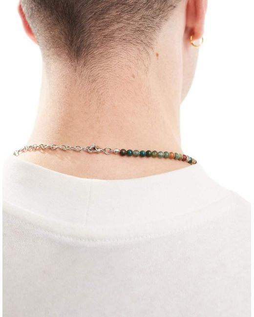 Collana Con Perline Semipreziose di ASOS in Natural da Uomo