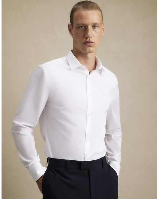 River Island White Slim Fit Cotton Blend Shirt for men