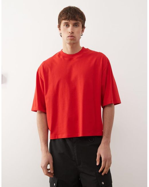 Collusion Red Boxy Oversized T-Shirt for men