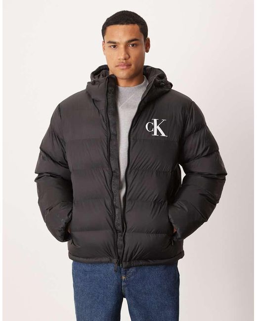 Calvin Klein Black Calvin Klein Keans Monologo Puffer Jacket for men