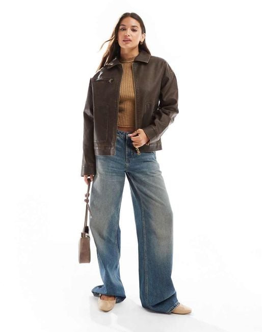 Cotton On Blue Leo Faux Leather Jacket