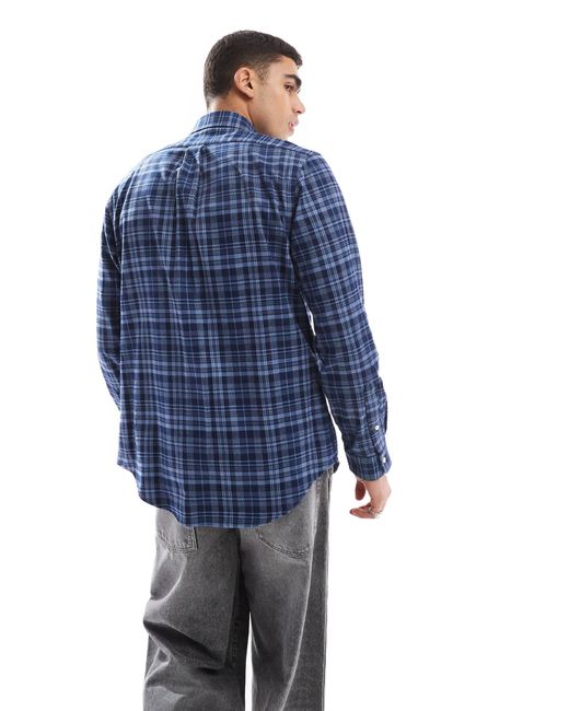 Polo Ralph Lauren – kariertes hemd aus angerautem performance-twill in Blue für Herren