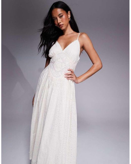 River Island Gray Broderie Embellished Midi Dress