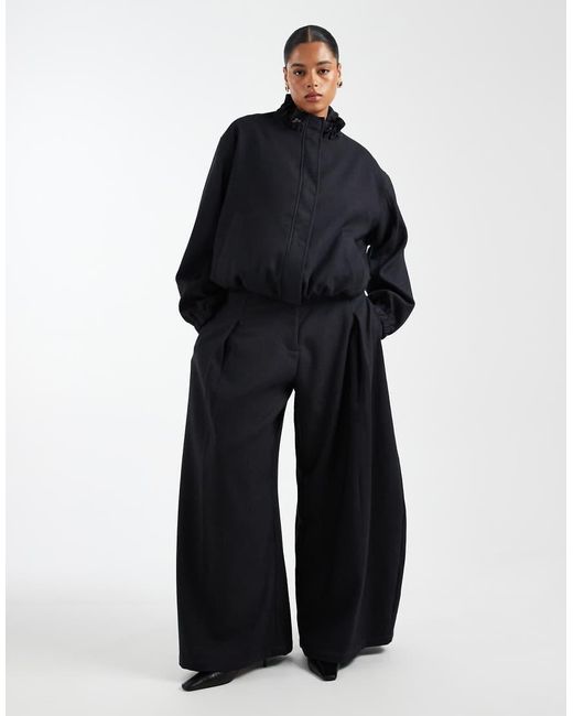 ASOS Blue Curve Tailored Funnel Neck Track Jacket