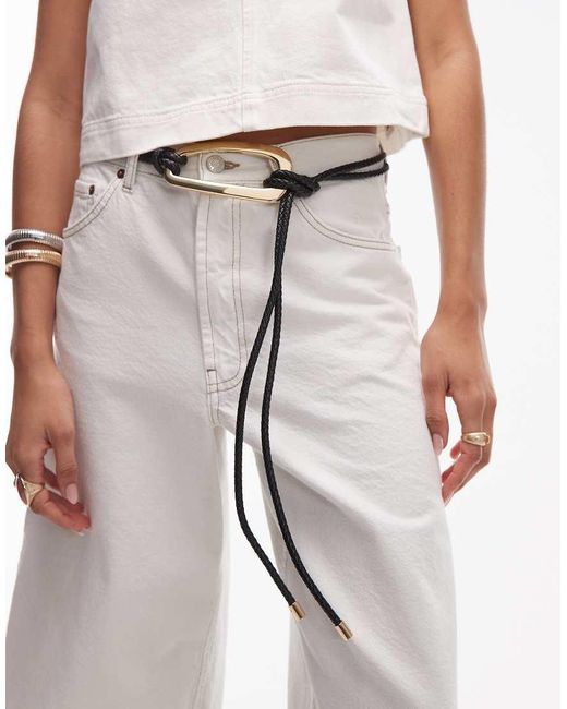 Mango White Gold Ring Detail Rope Belt