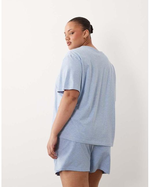 ASOS Blue Asos Design Curve 03 Graphic Oversized Tee And Short Set