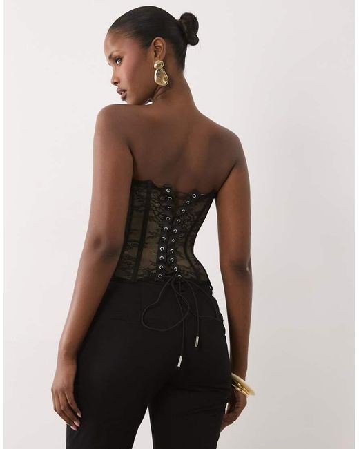 River Island Black Lace Detail Corset Top