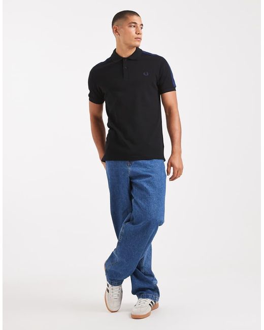 Fred Perry Black Mesh Taped Polo Shirt for men