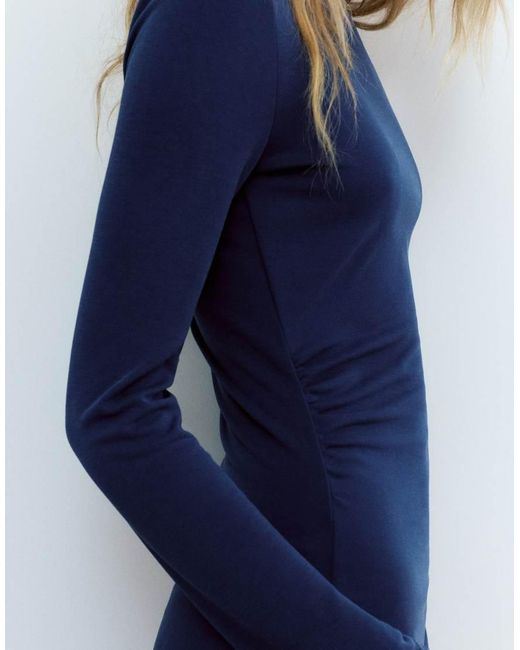 Pull&Bear Blue Draped Midi Dress