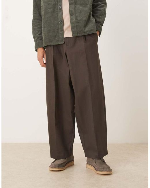 ASOS Gray Smart 100% Cotton Extreme Tapered Pants With Front Pleat for men