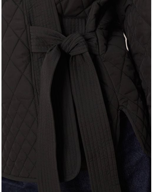 Aware Black Quilted Clean Wrap Tie Side Jacket