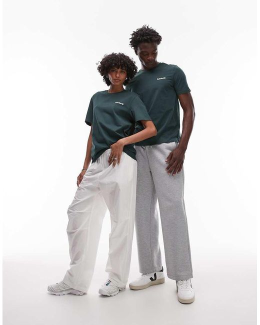 Timberland T-Shirt Met Klein Geschreven Logo Op De Borst in het Blue